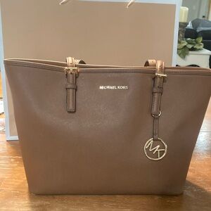 Michael Kors Brown Structured Leather Tote Bag